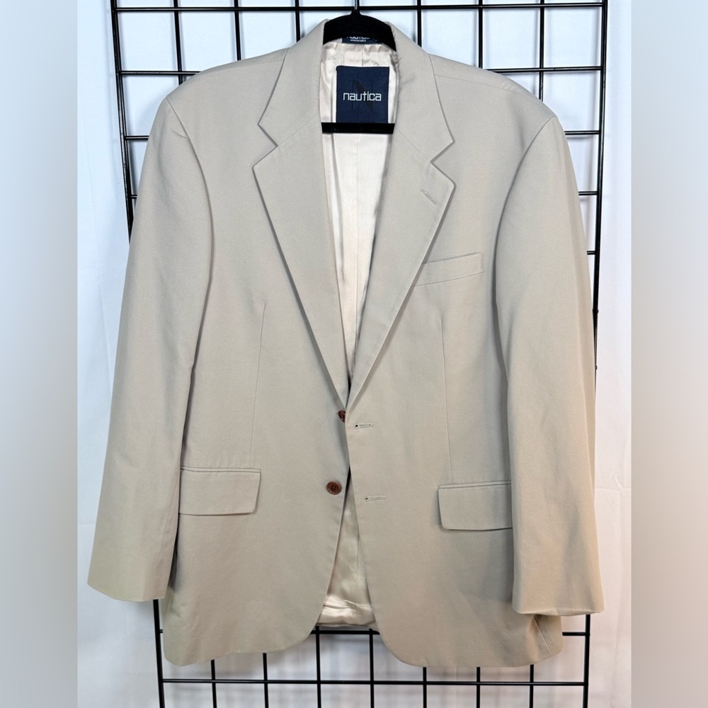 Vintage Nautica Lord & Taylor Sports Coat Blazer Men’s 40R Beige Cotton‎ USA